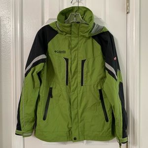 14/16 Columbia jacket kids green black coat hooded